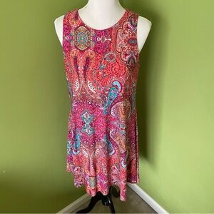 NWT Anne Klein Colorful Paisley Print Sleeveless Tank Dress